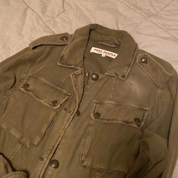 Free People army green utility jacket - Picture 3 of 7